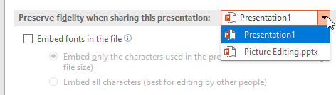 Choose the presentation for font embedding