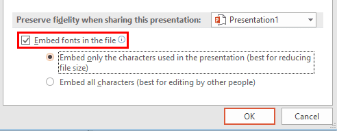 embed fonts into powerpoint non-truetype