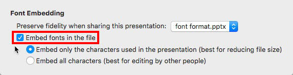 embed fonts in powerpoint 2016 mac