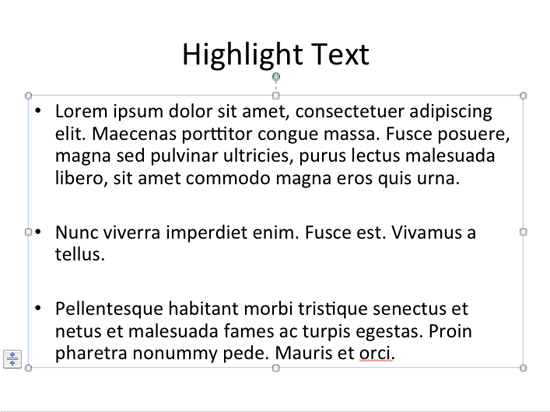 highlight text in powerpoint for mac