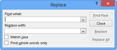 Replace dialog box