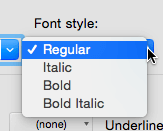 Font style drop-down list