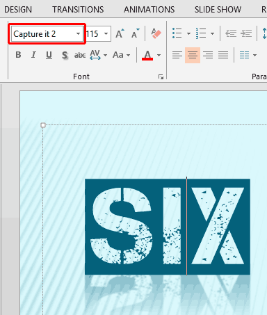 A non-standard font used in a PowerPoint slide