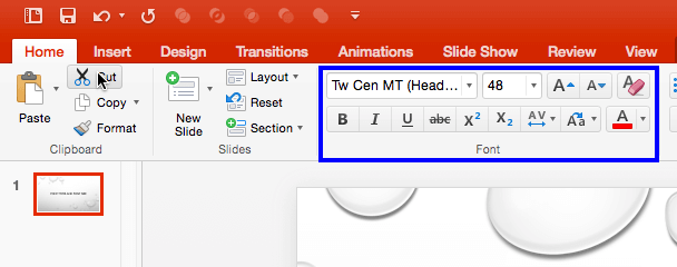 how to change the font size of notes in powerpoint 2016 mac