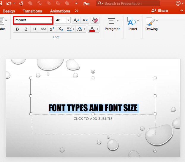 Type font name within the Font box
