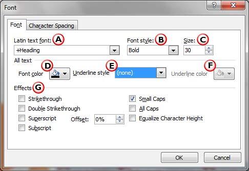 Font dialog box - Indezine Font dialog box