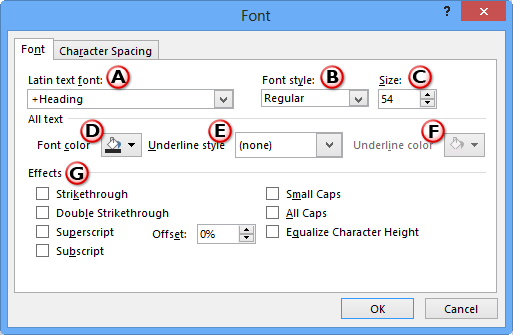 Font dialog box