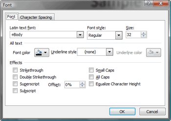 Learn PowerPoint 2007: Font Dialog Box