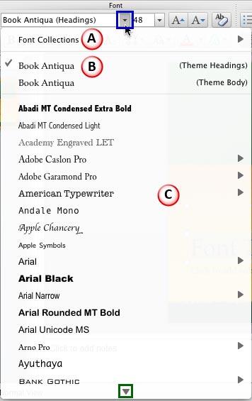 office for mac 2011 user fonts not in list