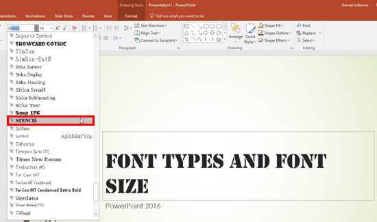 Stencil font type being selected - Indezine Stencil font type being selected