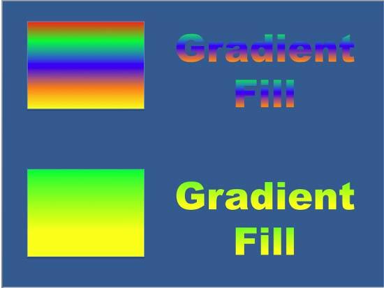 Two examples of gradient fills for text
