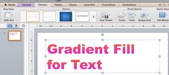 Text with gradient fill applied