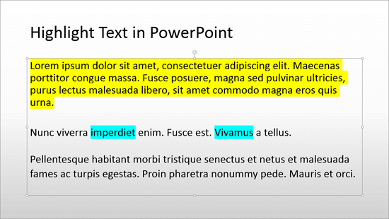 Both contiguous and non-contiguous areas of highlighted text copied back to PowerPoint