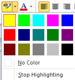 Text Highlight Color drop-down menu - Indezine Text Highlight Color drop-down menu