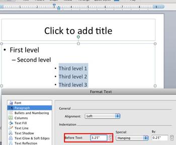 Learn PowerPoint 2011 for Mac: Set Text Indentation using Numerical Values