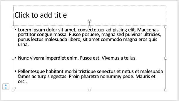 Lorem ipsum text inserted in the selected text placeholder