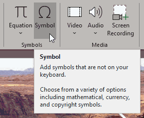 Click the Symbol button Click the Symbol button