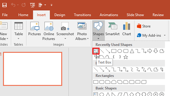 Inserting A Text Box In Powerpoint 16 For Windows