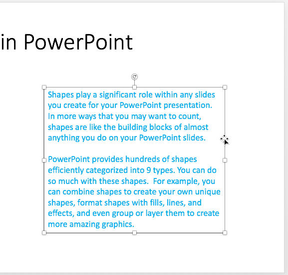 change the shape of a text box in powerpoint for mac