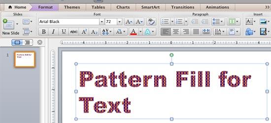 Text with a pattern fill applied