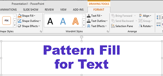 Text with a pattern fill applied