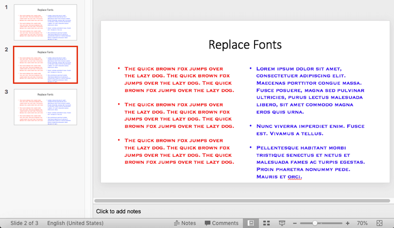 Fonts in the presentation changed - Indezine Fonts in the presentation changed