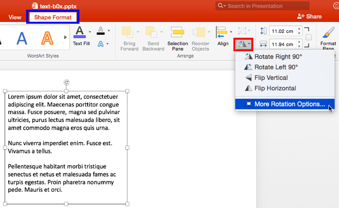 powerpoint 2016 mac create master text box