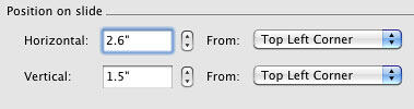 New Horizontal and Vertical position values entered - Indezine New Horizontal and Vertical position values entered