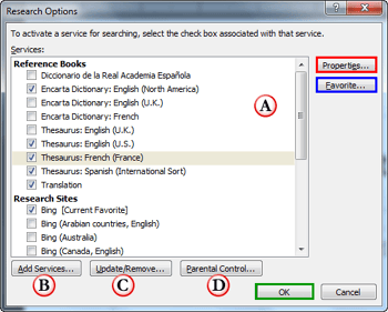 Research Options in PowerPoint 2010 for Windows