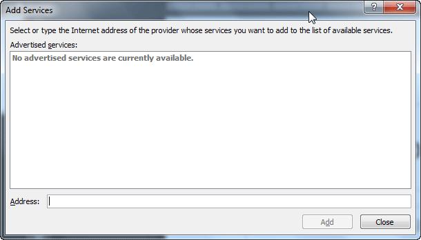 Add Services dialog box - Indezine Add Services dialog box