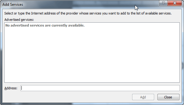 Add Services dialog box