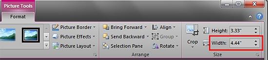 Width and the Height values of the selected picture - Indezine Width and the Height values of the selected picture