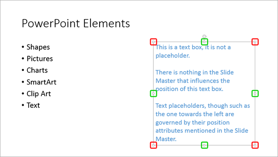 Text box with transform points