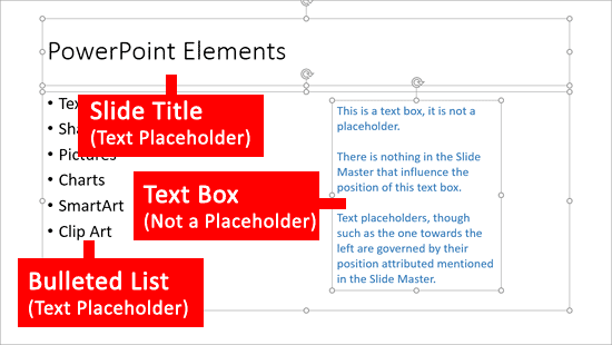 Slide with all text containers selected