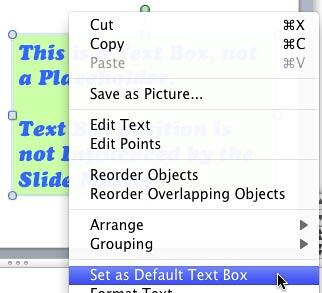 Set as Default Text Box option selected
