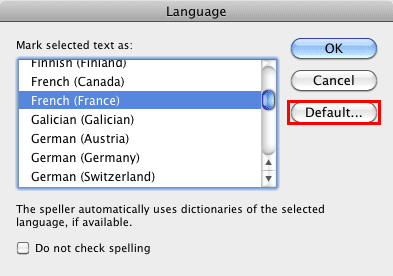Select a language for proofing