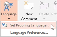 Set Proofing Language option selected Set Proofing Language option selected