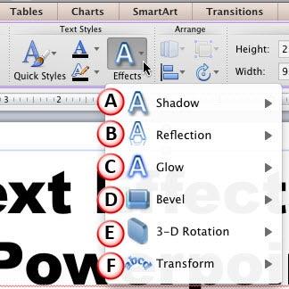 Effects drop-down gallery - Indezine Effects drop-down gallery