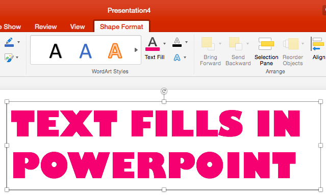 Text with changed fill color - Indezine Text with changed fill color