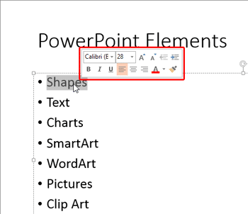 Learn PowerPoint 2013 for Windows: Format Text Attributes Within the Mini Toolbar