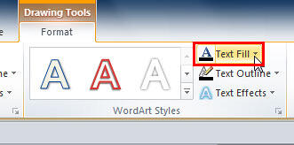 Text Fill button within WordArt Styles group - Indezine Text Fill button within WordArt Styles group