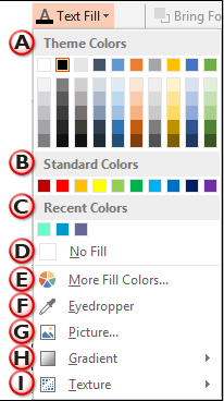 Text Fill drop-down gallery - Indezine Text Fill drop-down gallery