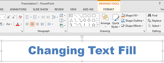Text with changed fill color - Indezine Text with changed fill color