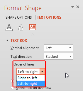 Order of lines options within the Format Shape Task Pane