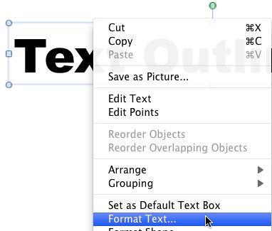 Format Text option selected for Text Outline - Indezine Format Text option selected for Text Outline