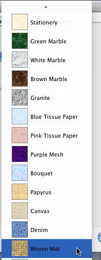 Textures drop-down list