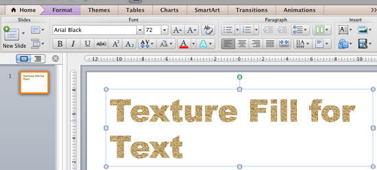 Text with texture fill applied