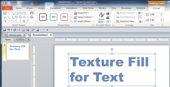 Text with texture fill applied - Indezine Text with texture fill applied