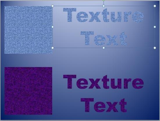 Two examples of Texture fills for text