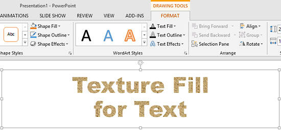 Text with texture fill applied - Indezine Text with texture fill applied